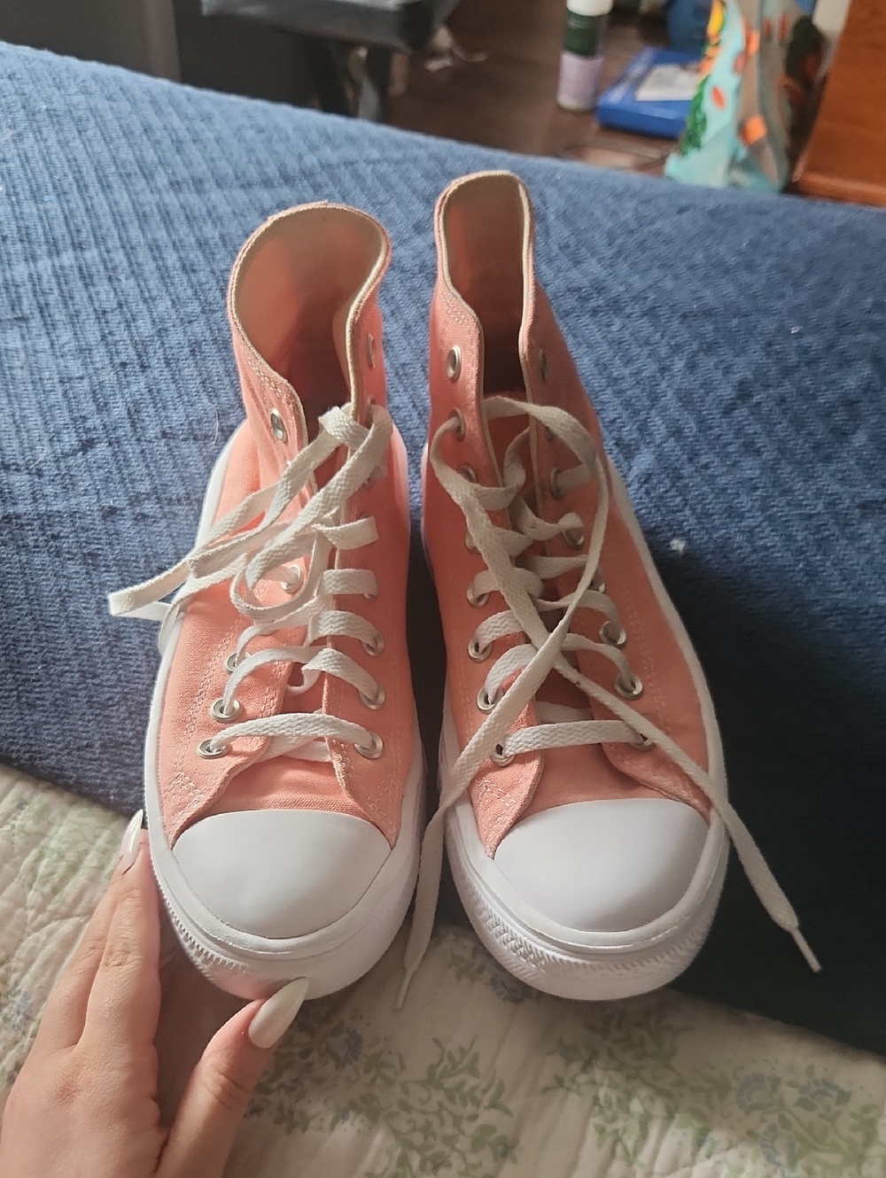 High-Top Coral Pink Canvas Sneakers for Women
